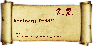 Kazinczy Radó névjegykártya